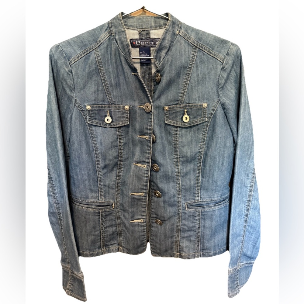 Baccini Blue Jean Jacket Fitted Silhouette